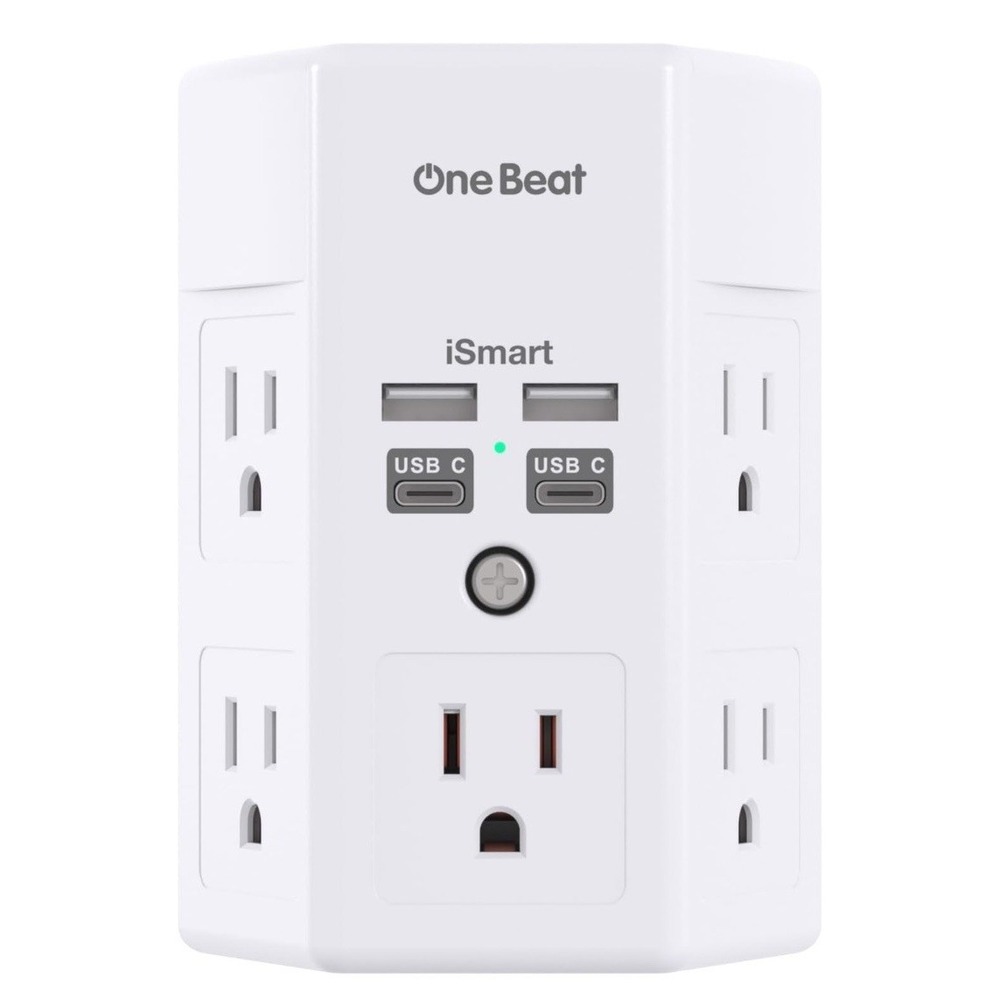 Surge Protector, 5 Outlets Extender with 4 USB Ports(USB C), 3-Side 1680J Pow...